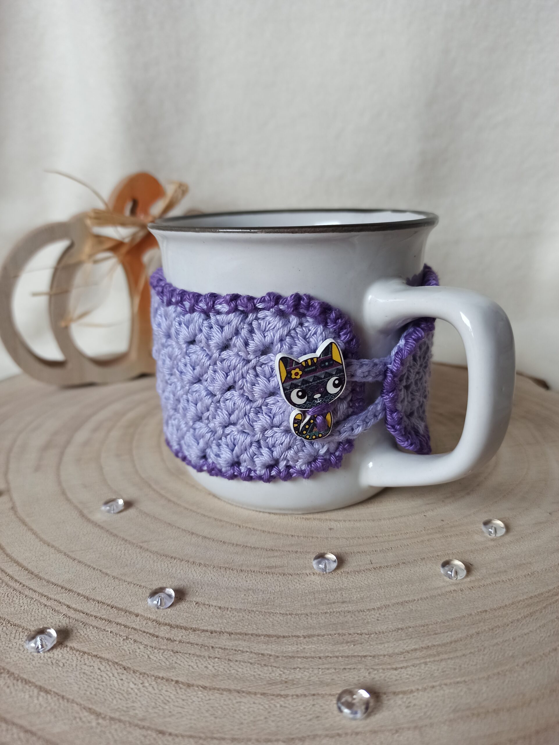 Tassenwärmer mit Kätzchenknopf – Bild 4
