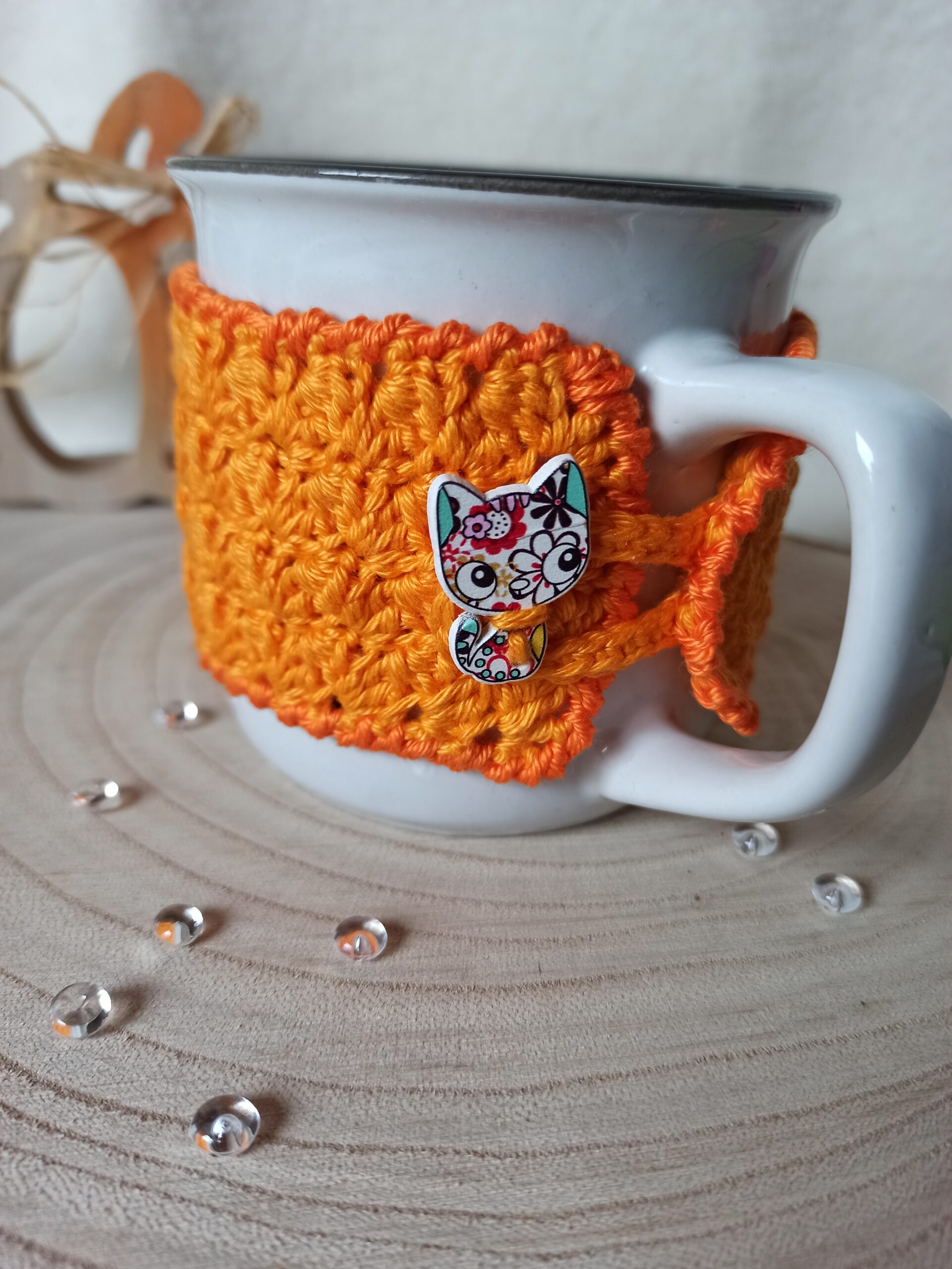 Tassenwärmer mit Kätzchenknopf – Bild 5